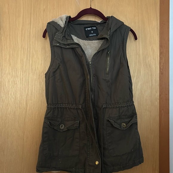 C’est Toi Jackets & Blazers - Vegan C’est Toi Fleece Lined Hooded Warm Vest